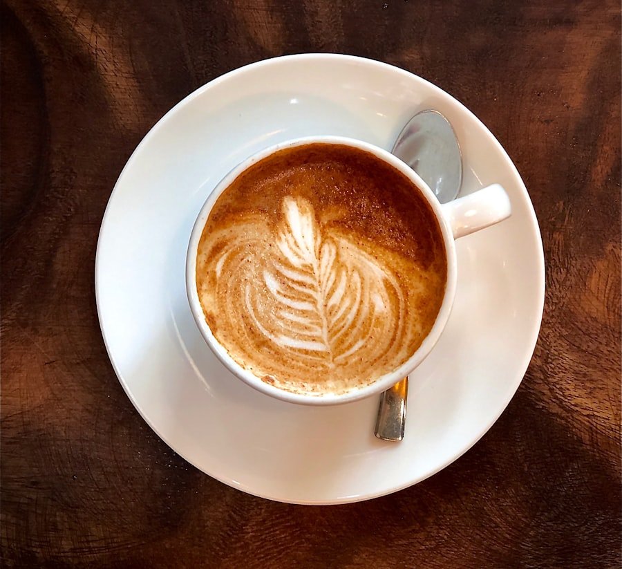 Brown sugar oat latte on a café table